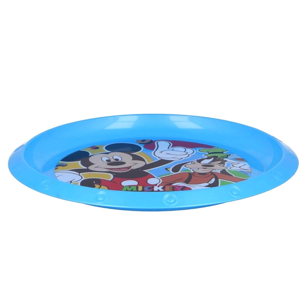 Piatto da dessert in plastica senza BPA con stampa di Mickey e Pippo Blu Mickey Mouse