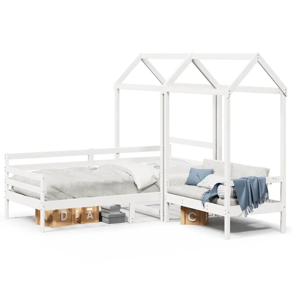 Set Dormeuse e Panca con Tetto Bianco 80x200cm Massello Pino 3282207