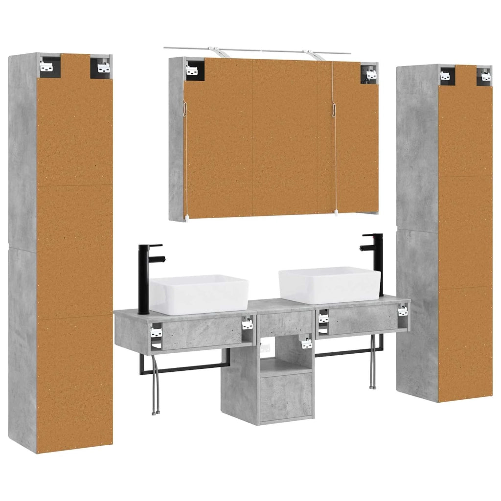 Set di mobili per il bagno 6 pcs Grigio Cemento 3407194
