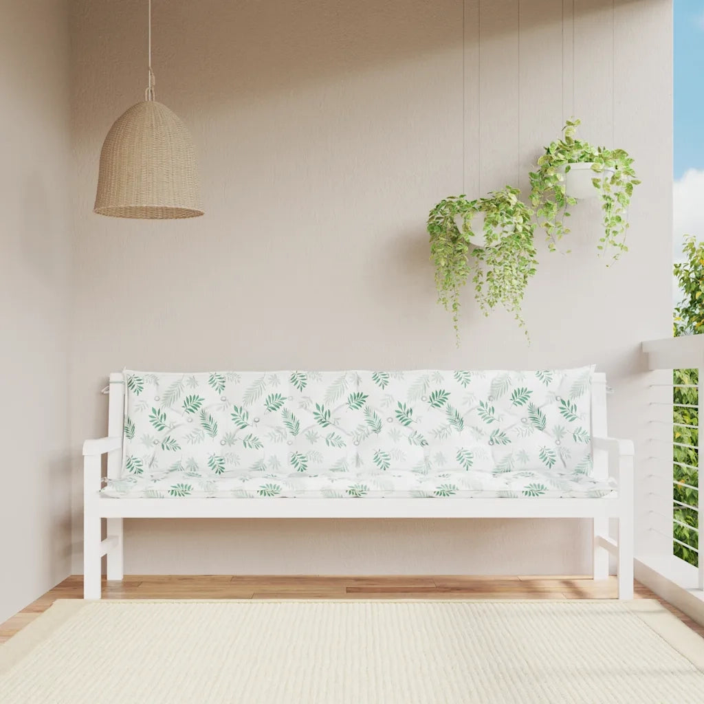 Cuscini Panca Giardino 2 pz Motivo a Foglie 200x50x7 cm Tessutocod mxl 118345