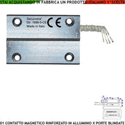 Contatto Magnetico in Alluminio Corrazzato Con Fori di Fissaggio Per Porta Blindata Sensore Allarme Reed NC Sensibilità 20 mm Tensione Max 30 V 10 W Carico Resistivo 4 Fili 2 NC e 2 Tamper Prot. IP65