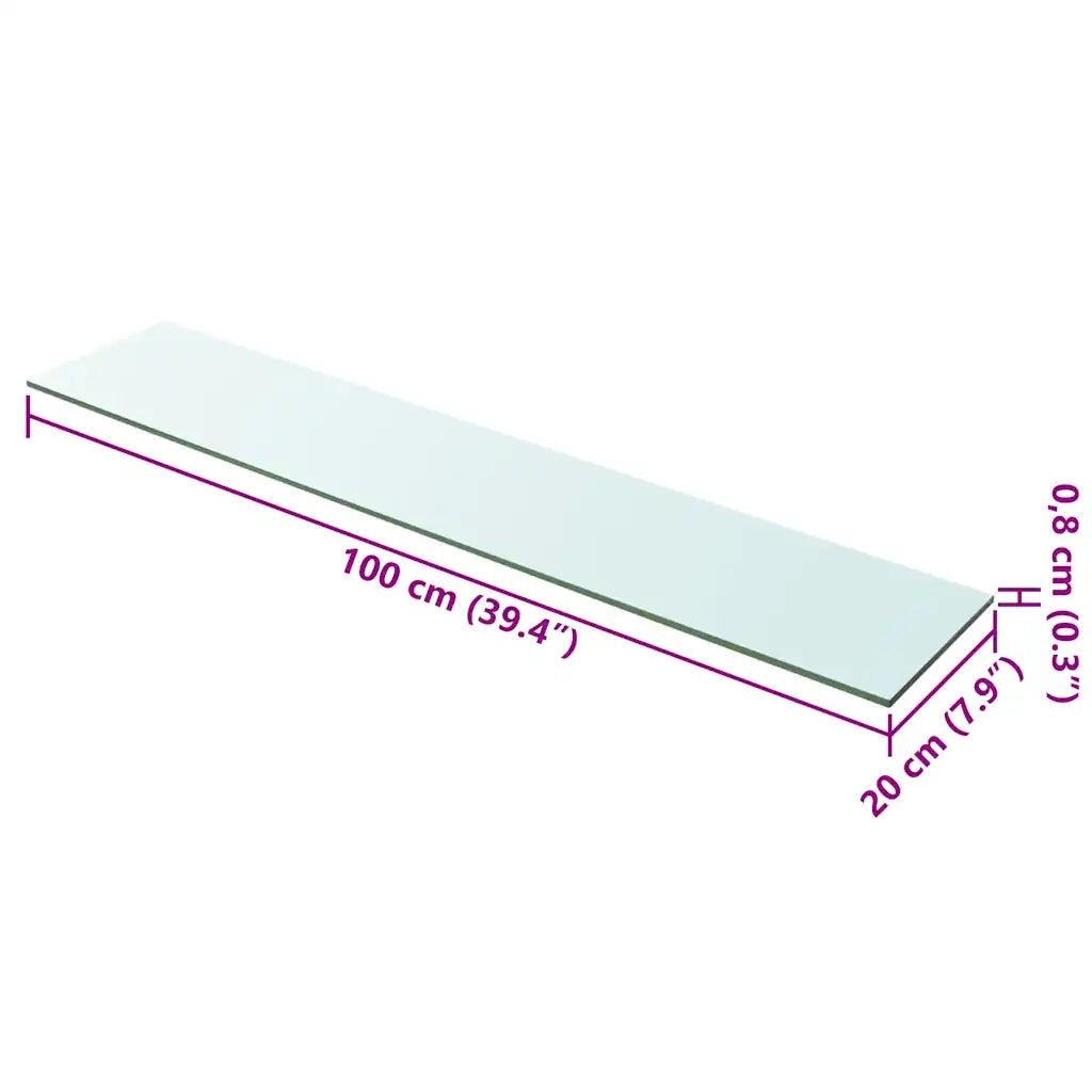 Mensola in Vetro Trasparente 100x20 cm 243844