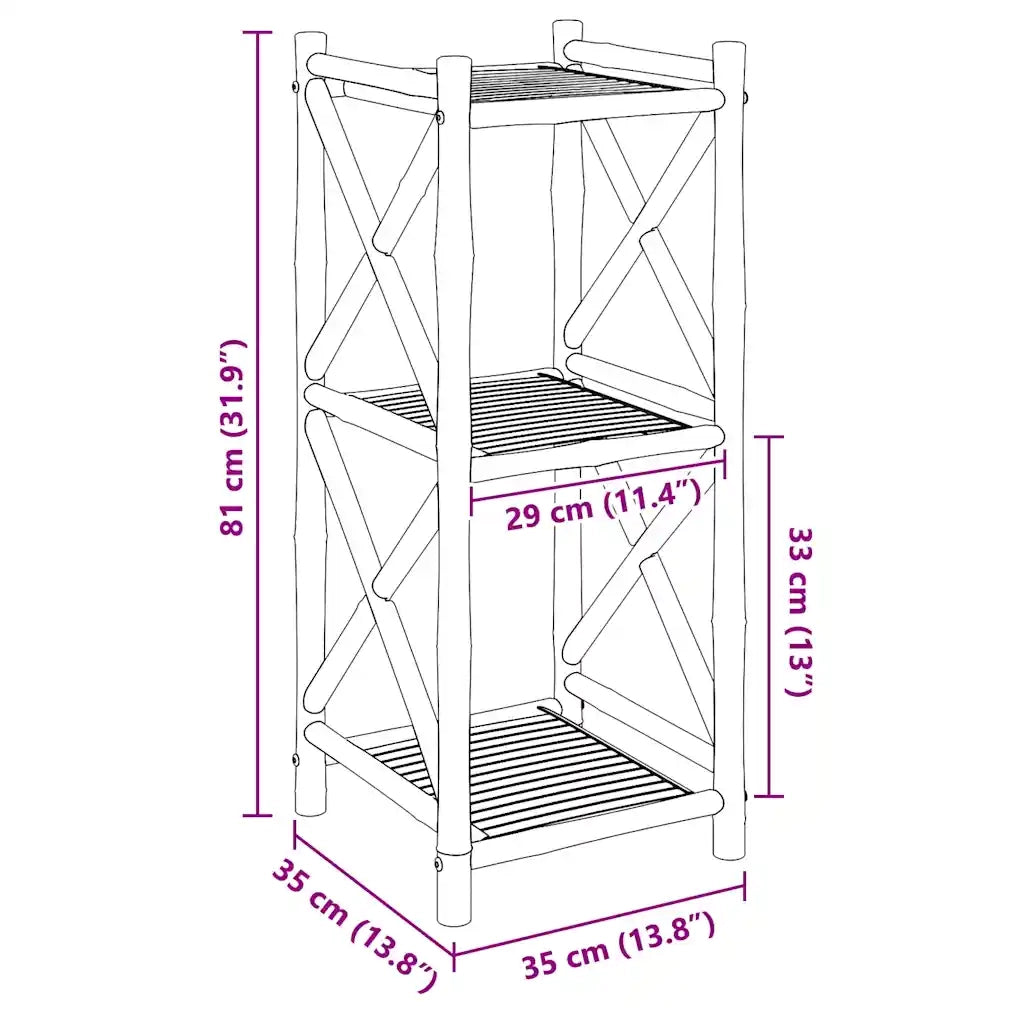 Scaffale a 3 Piani Quadrati in Legno di Bamb¨´ CFW8678405