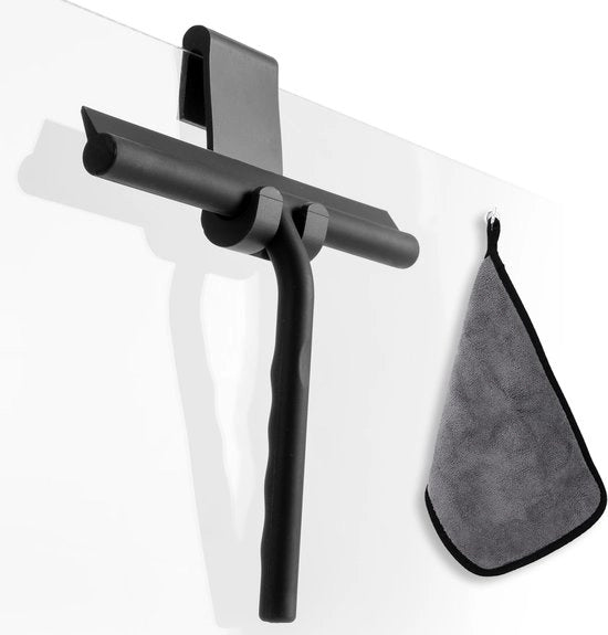 Douchewisser con Otre senza Fori + Microvelo, Asciugamano per Finestre RVS, Douchecabinewisser, Douchewisser per Vetro 21cm