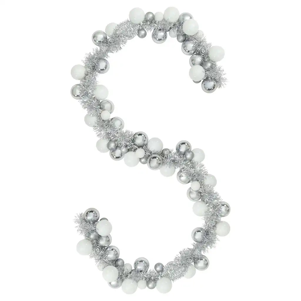 Ghirlanda di Palline di Natale Bianco e Argento 186 cm CFW3890930