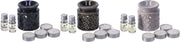 Set 1 Pezzo Bruciaessenze con 4 Tea Light e 2 Olio Profumato 5 ml 3 Colori