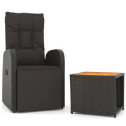 Set Mobili Giardino 2pz | Set Salotto da Giardino Nero Polyrattan e Legno Massello Acacia