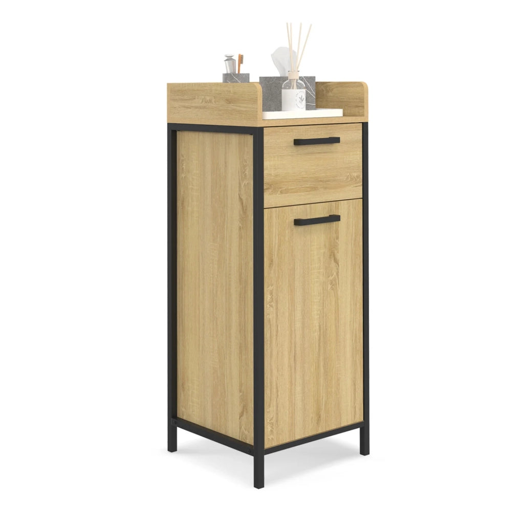 IDMarket - DETROIT colonna portaoggetti occasionale per il bagno 1 cassetto 1 armadio design industriale