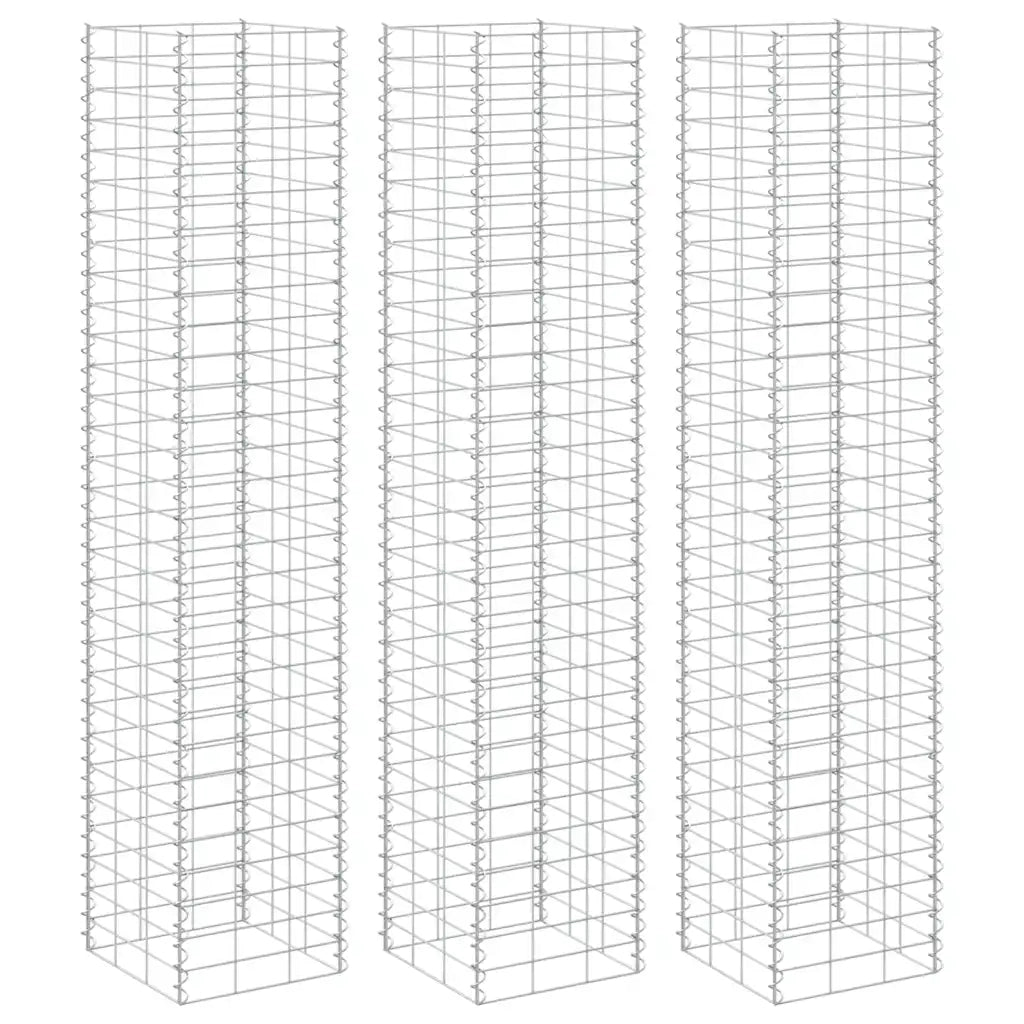 Fioriere Rialzate a Gabbione 3 pz 30x30x200 cm in Ferro
