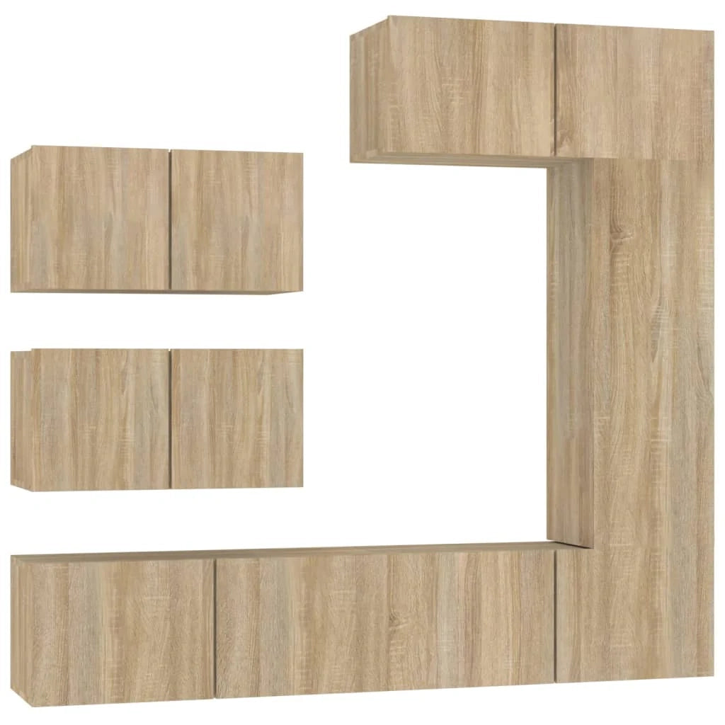 Set di mobili da 6 pezzi tra cui armadio credenza mobile porta TV soggiorno/camera da letto/salotto legno ingegnerizzato rovere Sonoma marrone 02_0025131