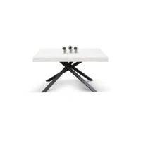 PAZZO DESIGN Tavolo Allungabile con Gambe Incrociate, Made in Italy, 140 x 90 x 74 cm, Bianco Frassinato con Gamba Nera