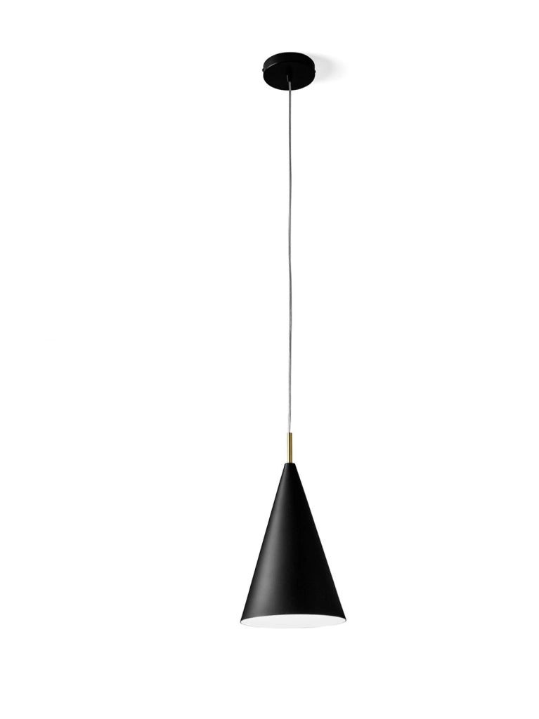 SAMOI  LAMPADARIO A SOSPENSIONE PICCOLA D.20CM  COLORE ESTERNO NEROFINITURE BIANCO ORO ATTACCO E27