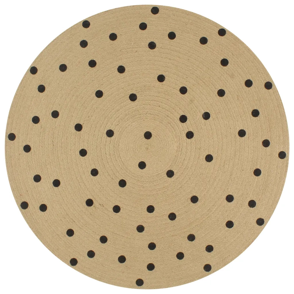 Tappeto Lavorato a Mano in Juta con Stampa a Pois 120 cm cod mxl 72950