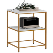 Tavolino da caff¨¨ ¨C Xylo ¨C Effetto marmo con struttura in metallo dorato 44x40x54,5 cm