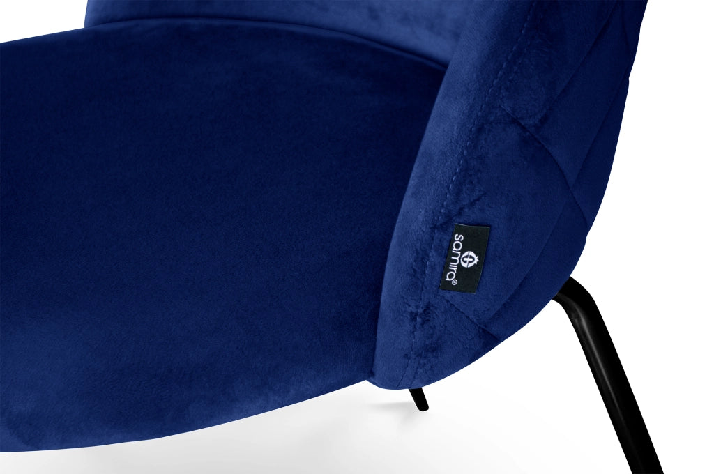 Set di 2 sedie da pranzo imbottite in velluto blu piede nero – Nicole - SD07NIPN