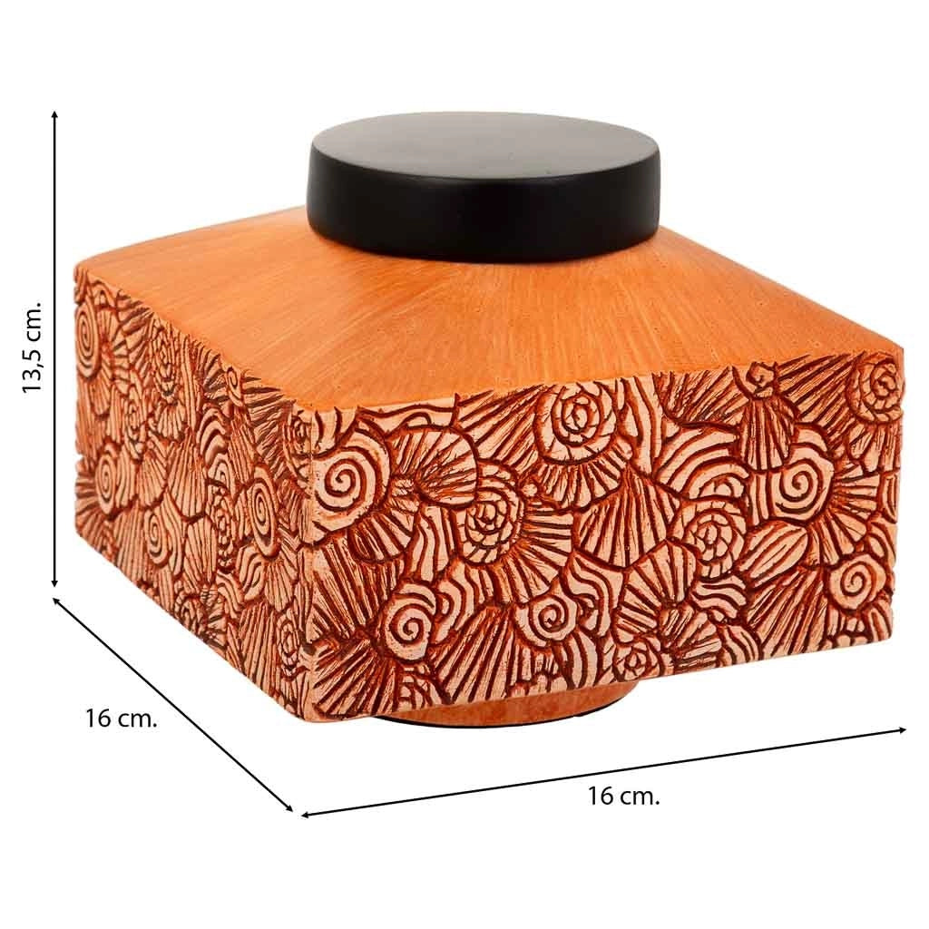 Scatola decorativa in poliresina arancione 16x16x13,5h