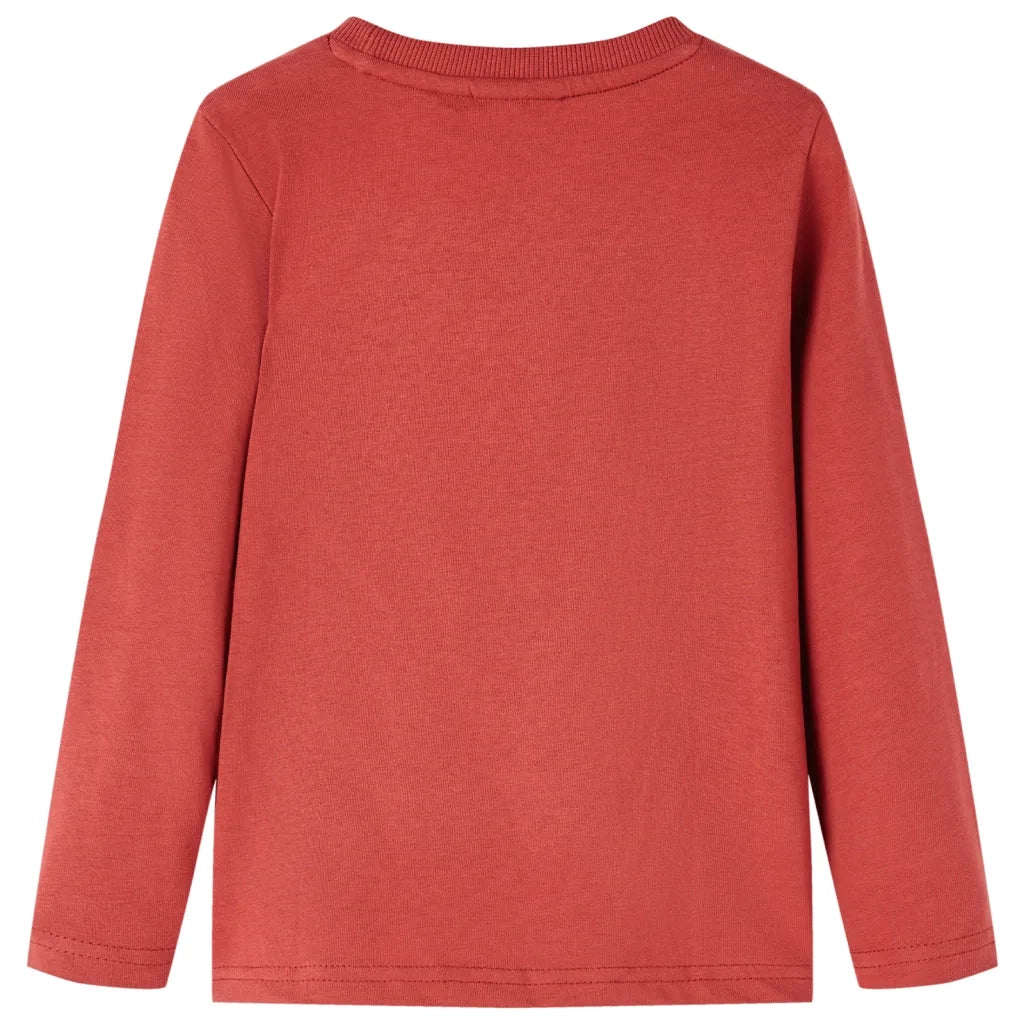 Maglietta per Bambini Maniche Lunghe Rosso Bruciato 128 13032