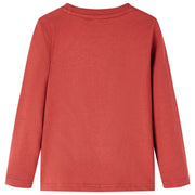 Maglietta per Bambini Maniche Lunghe Rosso Bruciato 128 13032