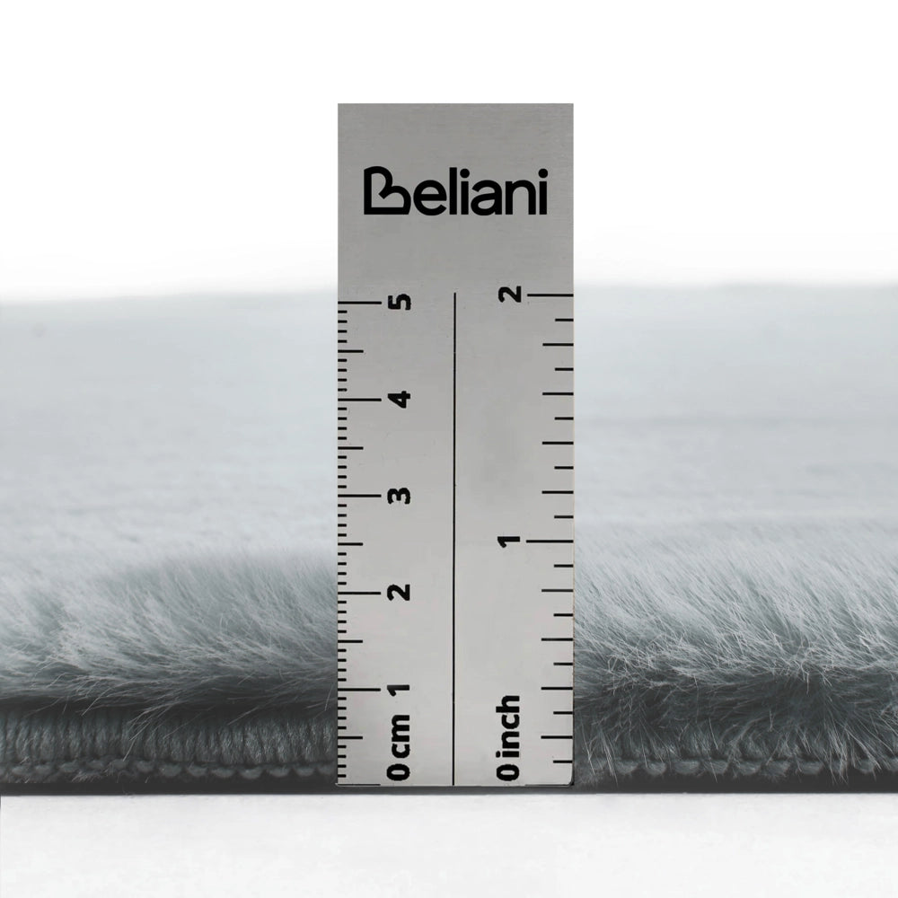 Tappeto Moderno Grigio Chiaro in Ecopelliccia a Pelo Lungo 160x230 cm per Soggiorno e Ingresso