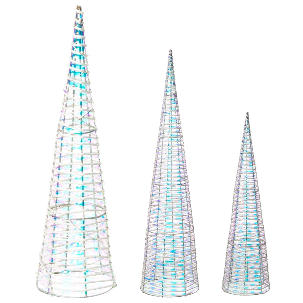 Set di 3 scatole regalo decorative natalizie con luci LED a forma di alberi bianco  Decorazioni natalizie per interni