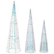 Set di 3 scatole regalo decorative natalizie con luci LED a forma di alberi bianco  Decorazioni natalizie per interni