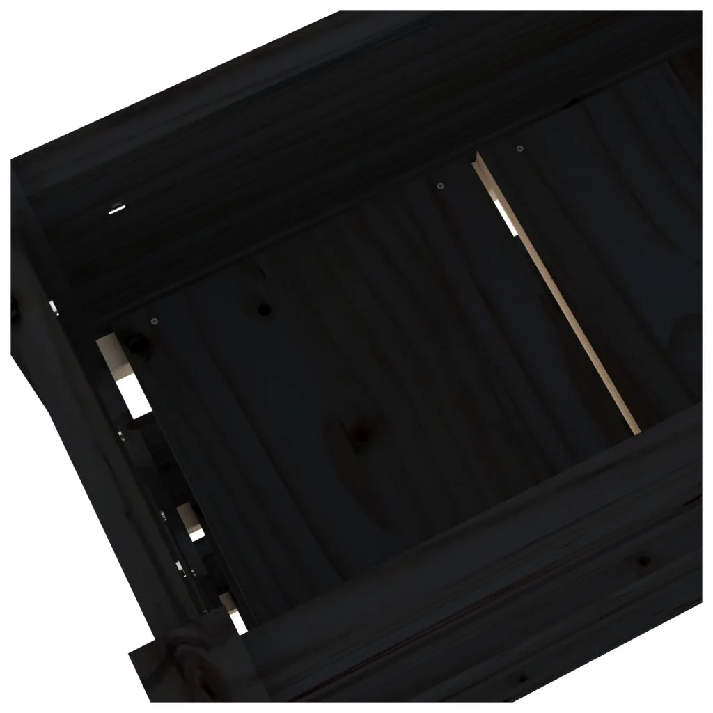Fioriera-Vaso da Esterno-Contenitore per Piante Nera 112x25x104,5 cm in Legno Massello di Pino
