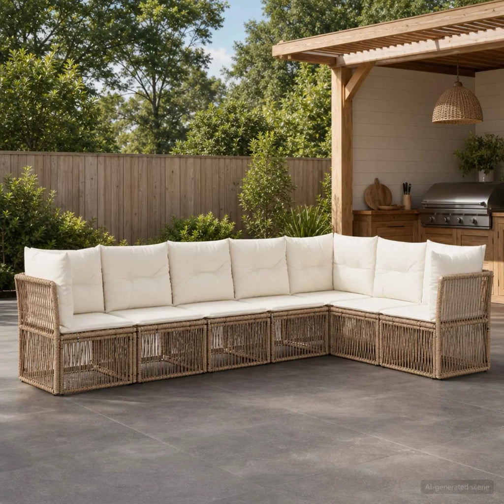 Set Divano da Giardino 7 pz Beige polyrattan 3434235