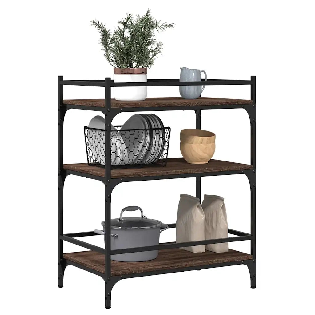 Carrello Cucina-Scaffale per Cucina Rovere Marrone 65x40x86,5 cm Legno Multistrato