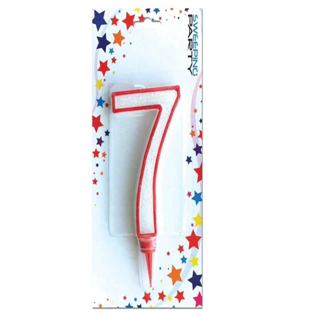 Trade Shop - Candela Gigante Glitter Numero 7 Compleanno Candelina Festa Animazione Party -