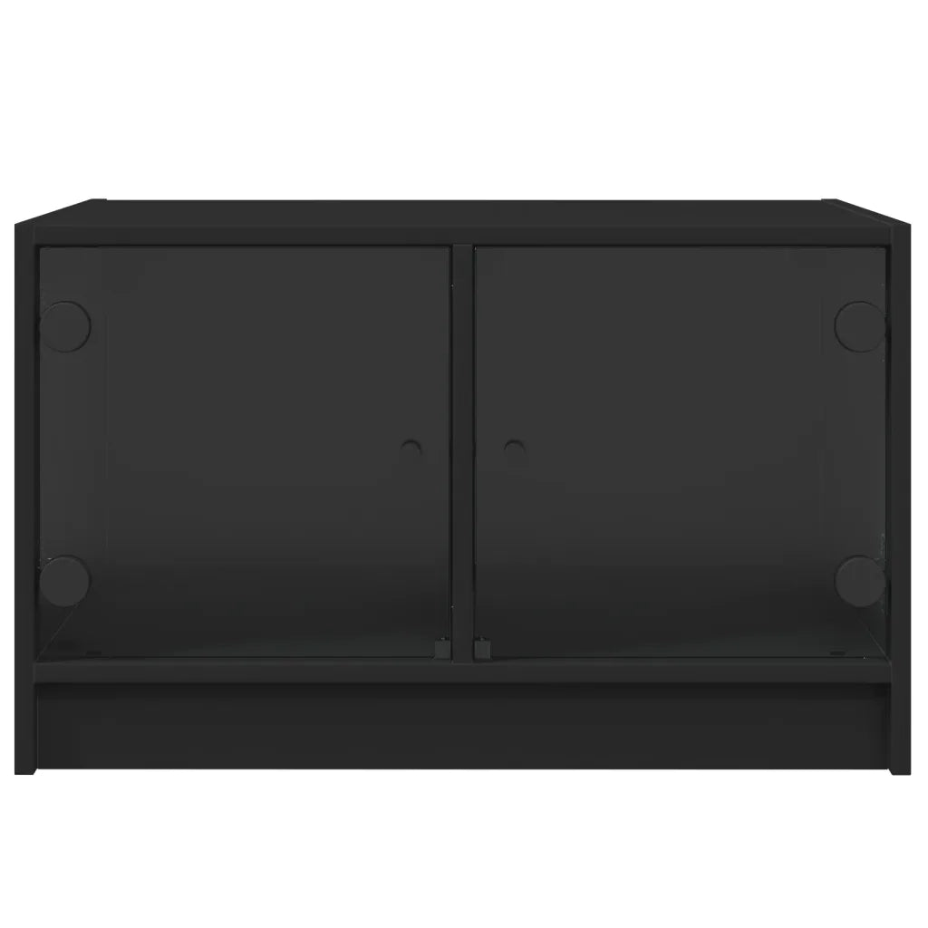 Tavolino da Salotto con Ante in Vetro Nero 68x50x42 cm