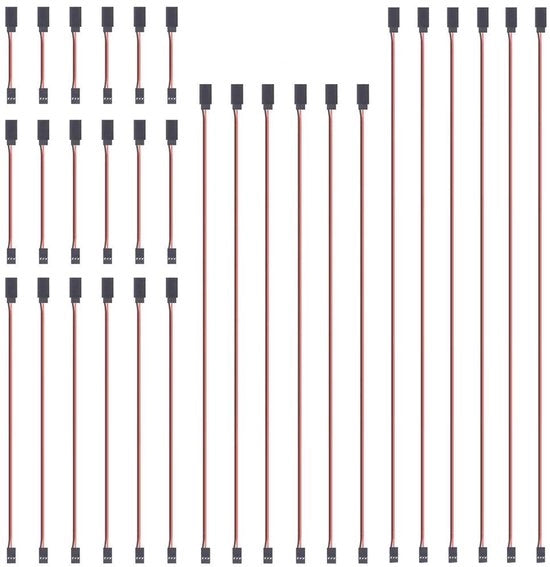 Cavi di servocomando 30 pezzi - 3 poli cavo di estensione - 22 AWG 60 fibre - stile Futaba/JR - comando a distanza per modelli aerei - 5 dimensioni - cavo di estensione per servocomando