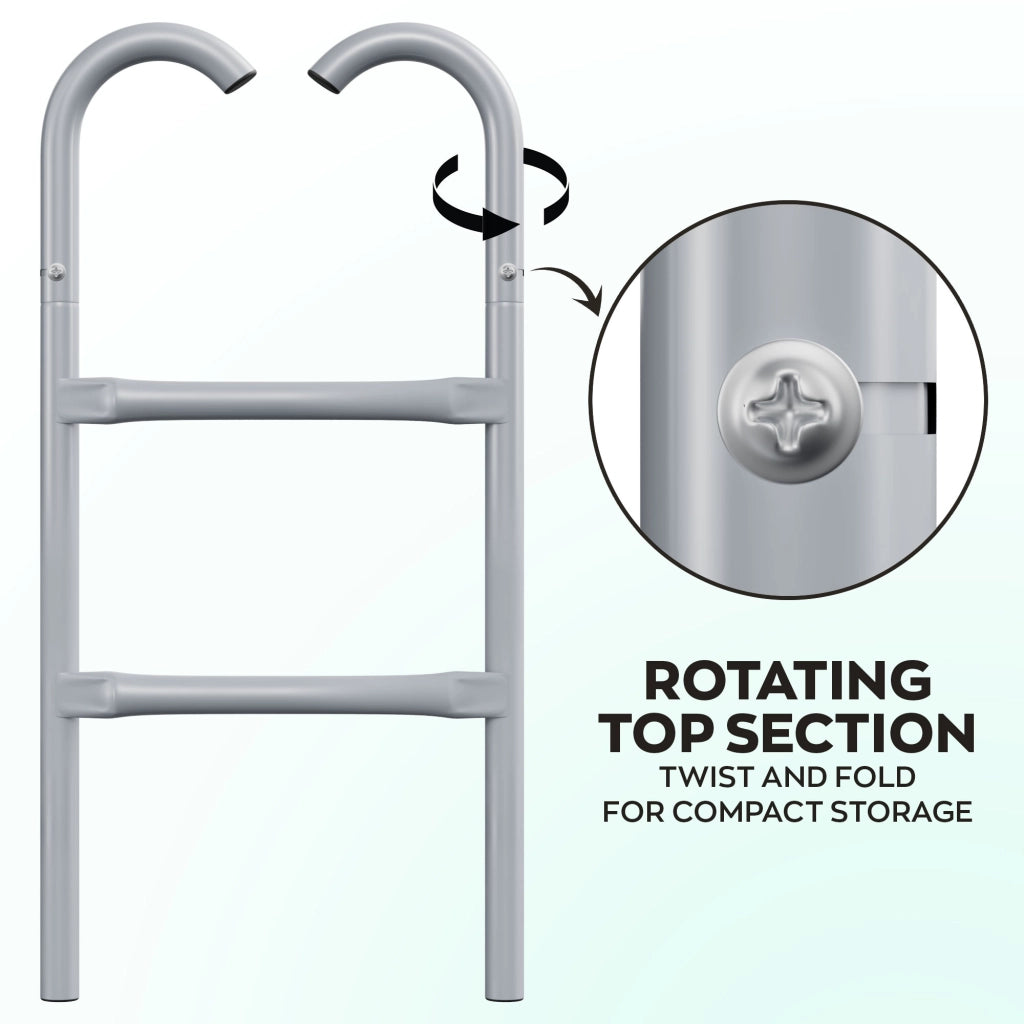 Jumpoo - Scaletta da Appoggio Multiuso 2 Gradini H65 cm per Trampolini Casa Giardino in Ferro Grigio