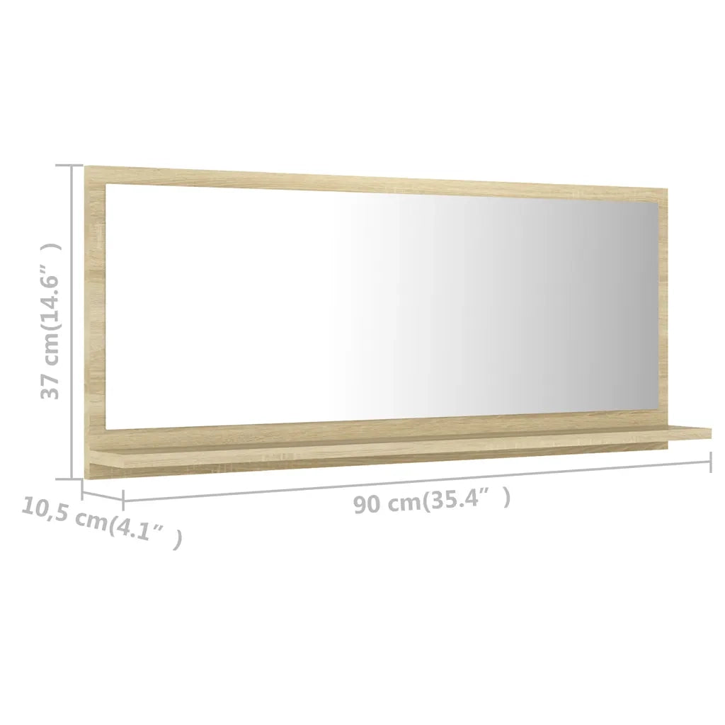 Specchio da Bagno | Specchio decorativo Rovere Sonoma 90x10,5x37 cm Legno Multistrato