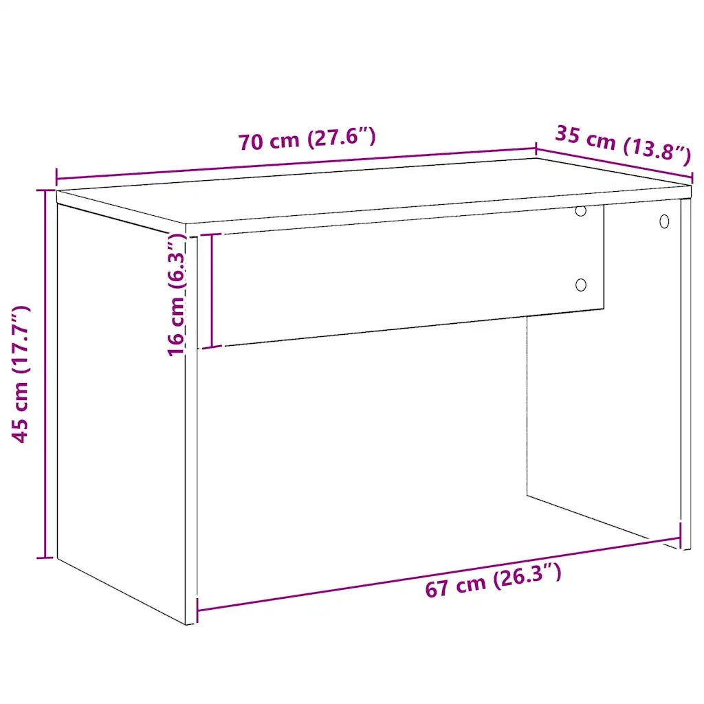 Sgabello da Toeletta Rovere Artigianale 70x35x45 cm Truciolato 857042
