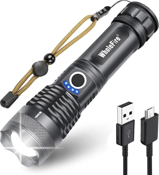 Lanterna 10000 lumen - impermeabile - ricaricabile via USB - per campeggio e attività all'aperto