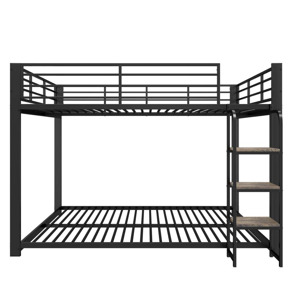 Letto a castello 140x200 cm in metallo con scaletta a gradini; nero