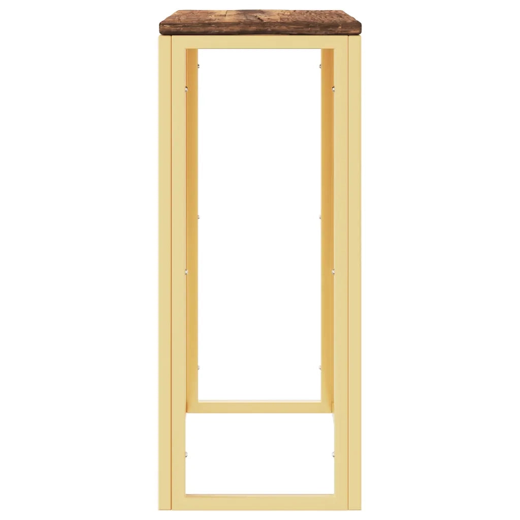 Tavolino Salotto Oro in Acciaio e Legno Massello di Recupero 350038