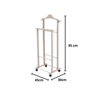OWIJI Indossatore Appendiabiti Legno Faggio Rotelle Servo Muto Doppio Dimensioni 45 x 30 x 95 cm Appendiabiti Vestiti Camera Letto Cabina Armadio Unità: 1 Unità, Colore: Grigio
