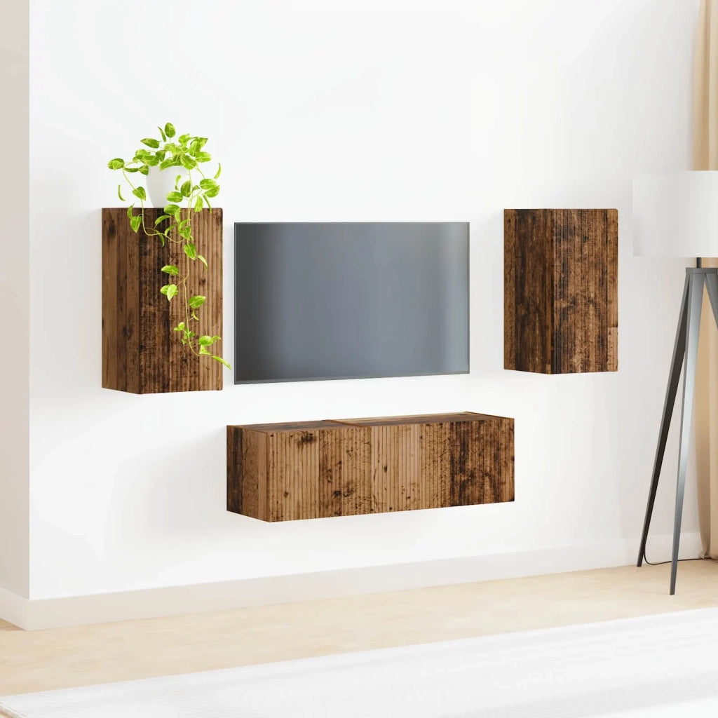 Set di Mobiletto da TV a Parete 4 pcs Legno vecchio 3408914