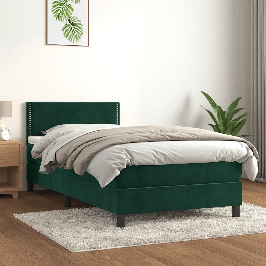 Giroletto a Molle con Materasso Verde Scuro 100x200 cm Vellutocod mxl 123605