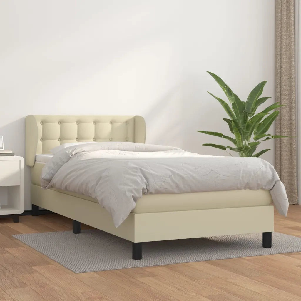 Giroletto a Molle con Materasso Crema 90x200 cm in Similpelle 3127291