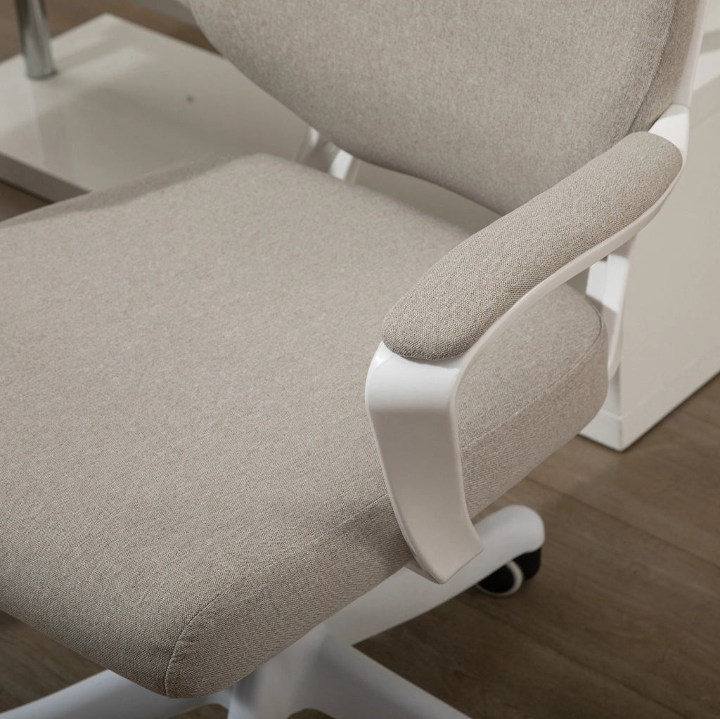 Sedia da ufficio ergonomica beige con supporto lombare