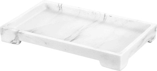 Scatola di Stoccaggio per Vasca da Bagno - Scatola a Telaio in Stile Marmo per Decorazione Bagno - Dimensione Media Scatola Bianca - Organizzatore di Vanità per Bagno