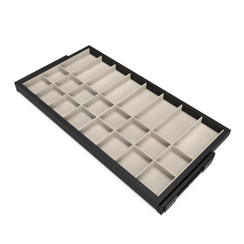 Kit di vassoio metallico e telaio a scorrimento con chiusura ammortizzata per armadio, regolabile, modulo 600 mm, Grig..