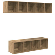 Set mobile TV 4 pz | Armadietto TV | Mobile Porta TV Rovere artigianale Legno multistrato