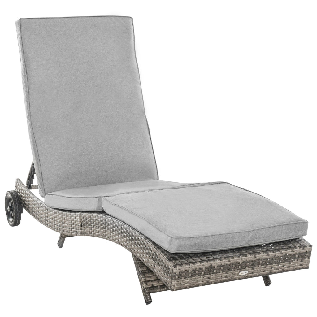 Lettino prendisole polyrattan ¨C Xylo ¨C grigio con cuscino regolabile 5 posizioni 207x70x70cm