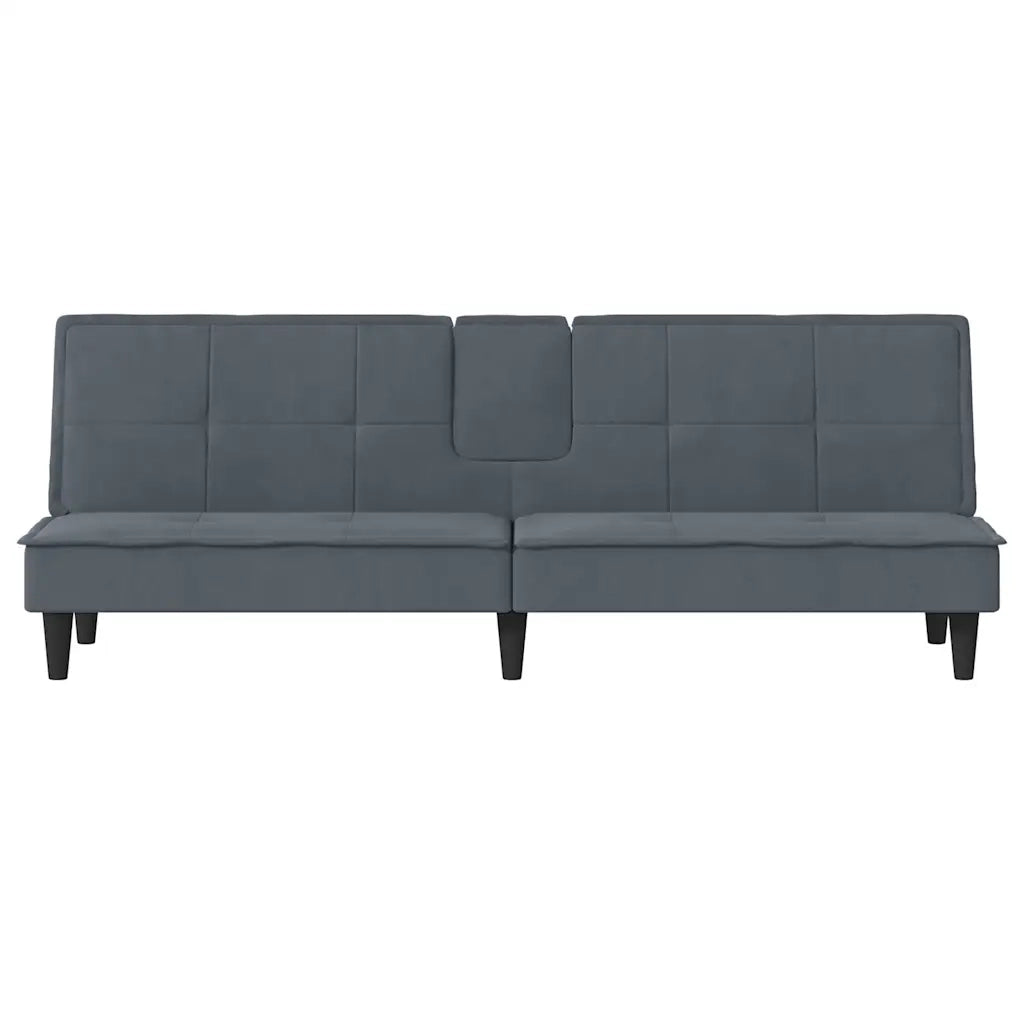 Divano letto | Sof¨¤ letto | Letto singolo con Portabicchieri in Velluto Grigio Scuro
