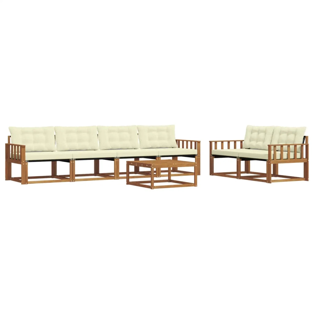 Set di divani da esterno con cuscino 7 pcs Naturale e Crema