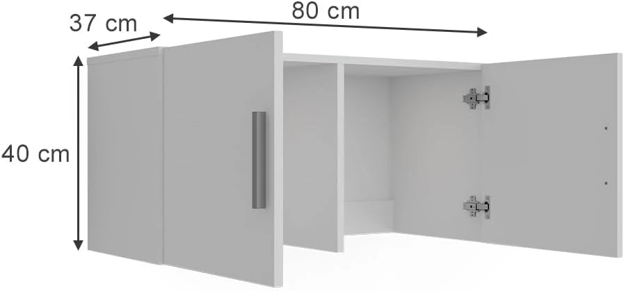 Modulo aggiuntivo Ingo, Bianco, 80 x 40 cm con 2 porte, adatto per l'ampliamento di armadi multifunzione