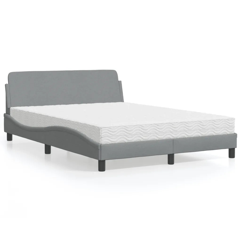 Letto con Materasso Dover Grigio Chiaro 140x200cm Tessuto